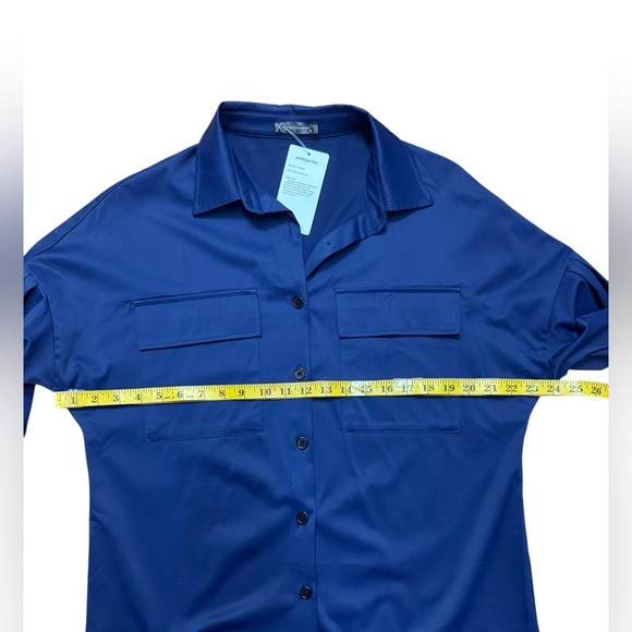 Prettygarden. Blue Midi Shirt Dress with Belt - Picture 8 of 10